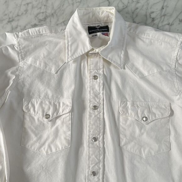 Flying R Ranchwear Ruddock LS Pearl Snap 15 1/2 34C Made USA White - Picture 4 of 9